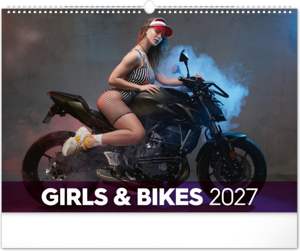 Nástěnný kalendář Girls & Bikes 2027, 48 x 33 cm