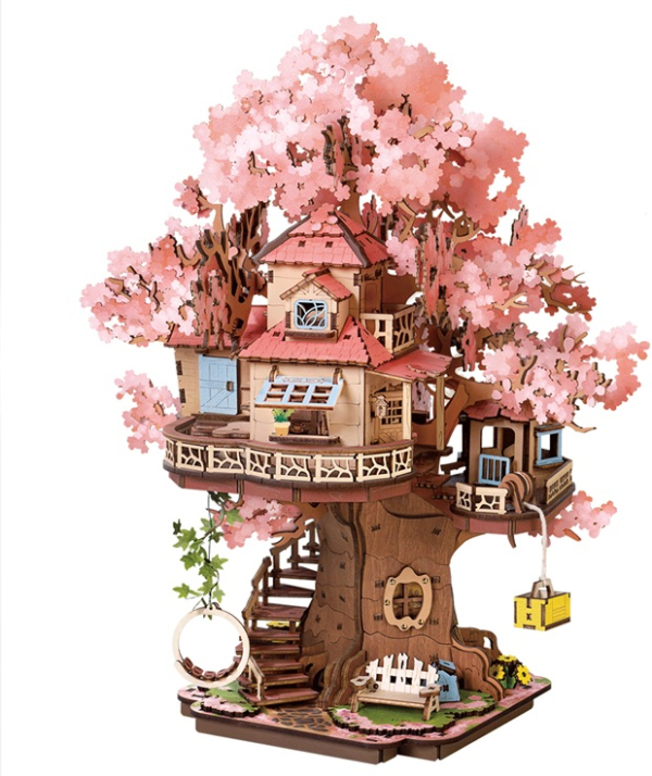 RoboTime 3D dřevěná skládačka Domeček na stromě Sakura