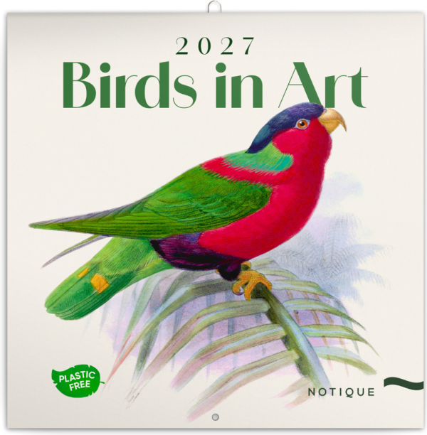 NOTIQUE Poznámkový kalendář Ptáčci 2027, PLASTIC FREE, 30 x 30 cm