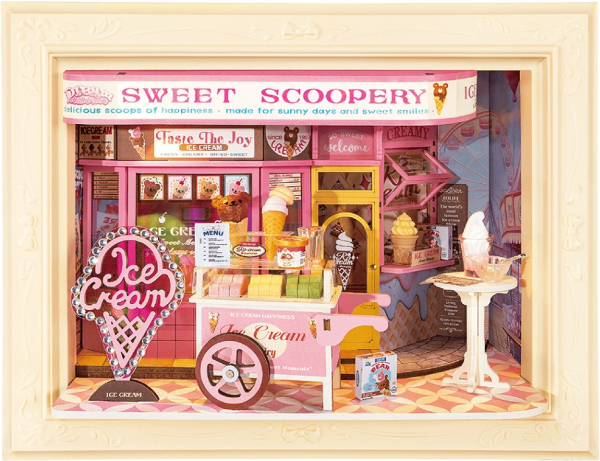 RoboTime 3D dřevěná skládačka v rámečku Zmrzlinářství Sweet Scoopery