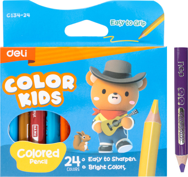 Pastelky DELI trojhranné JUMBO mini 24 barev Color Kids EC134-24