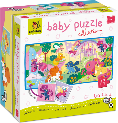 Ludattica - Oboustranné puzzle pro nejmenší Jednorožci- baby puzzle