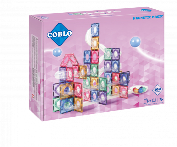COBLO - Magnetická stavebnice - kuličková dráha - 100 dílů - Pastel Coblo