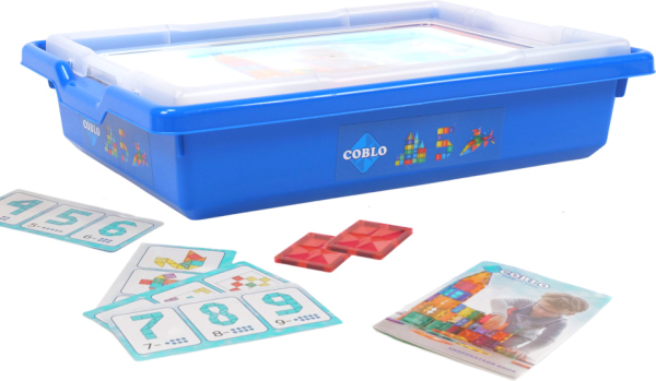 COBLO - Magnetická stavebnice 100 dílů - Školní box s kartičkami Coblo