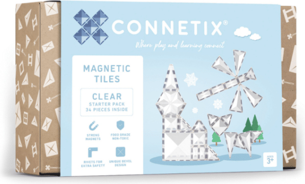 Connetix - Magnetická stavebnice - průhledné tvary 34 dílků - Starter pack Connetix