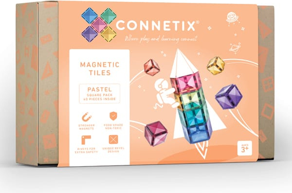 Connetix - Magnetická stavebnice - rozšiřující sada 40 dílů - pastelové čtverce Connetix