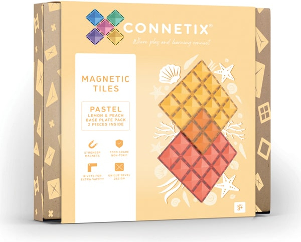 Connetix - Magnetická základna 2 díly - žlutá a meruňková Connetix