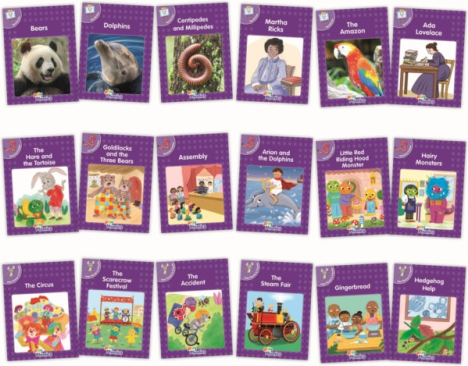 Core Purple Readers Complete Set (18 Books), in Precursive Letters (British English Edition)