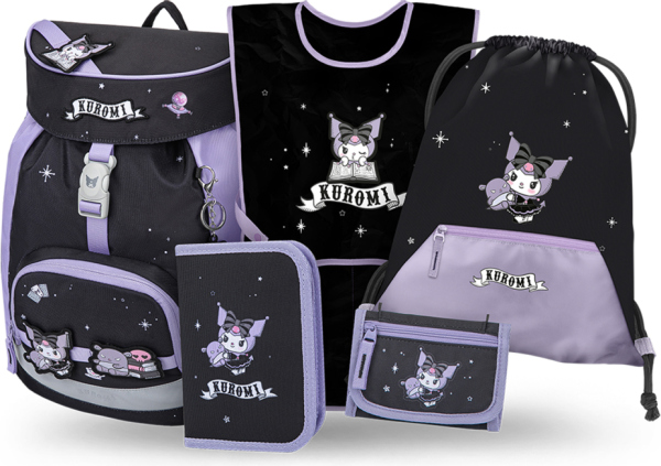 BAAGL SET 5 Airy Kuromi Fortune Dream: batoh, penál, sáček, zástěra, peněženka GRS