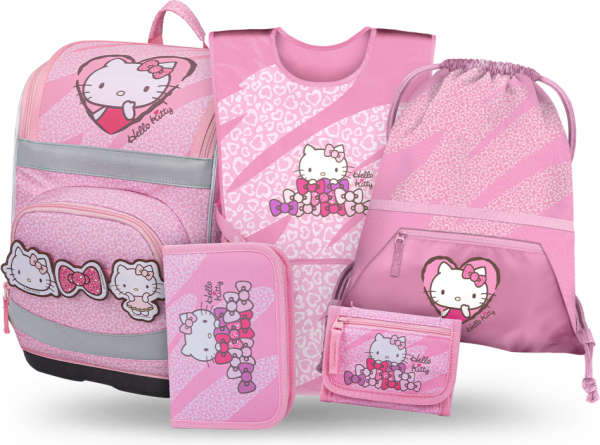 BAAGL SET 5 Zippy Plus Hello Kitty Sweet Leopard: aktovka, penál, sáček, zástěra, peněženka GRS