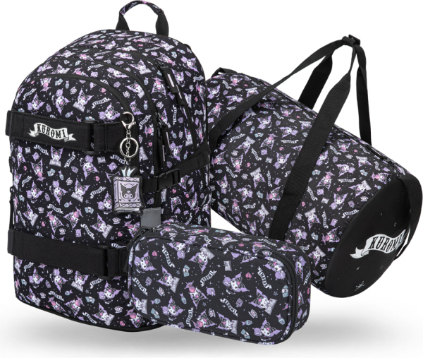 BAAGL SET 3 Skate Kuromi Black: batoh, penál, sportovní taška GRS