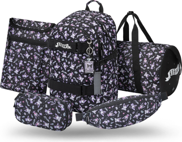BAAGL SET 5 Skate Kuromi Black: batoh, penál, sportovní taška, ledvinka, obal na notebook GRS