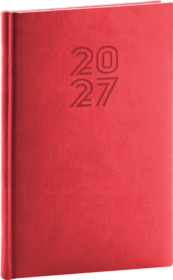 NOTIQUE Týdenní diář Aprint 2027, červený, 15 x 21 cm