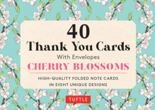 Cherry Blossoms, 40 Thank You Cards with Envelopes, (4 1/2 x 3 inch blank cards in 8 unique designs)