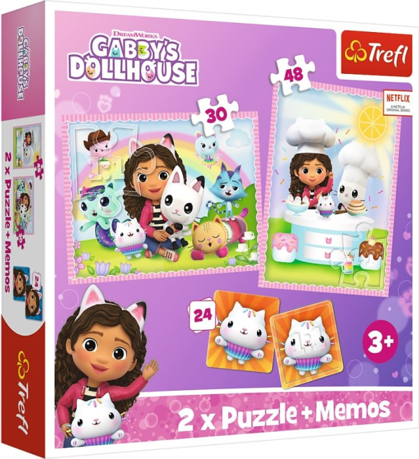Sada 3v1 Gábinin kouzelný domek (2x puzzle + pexeso)