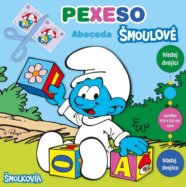 Pexeso sešitové vystřihovací s MAXI kartičkami - Šmoulí abeceda