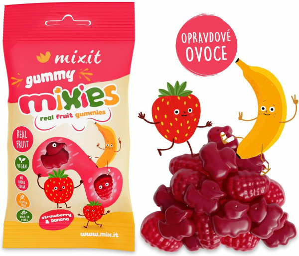 Ovocné Mixies - Jahoda a banán - přírodní želé bonbóny