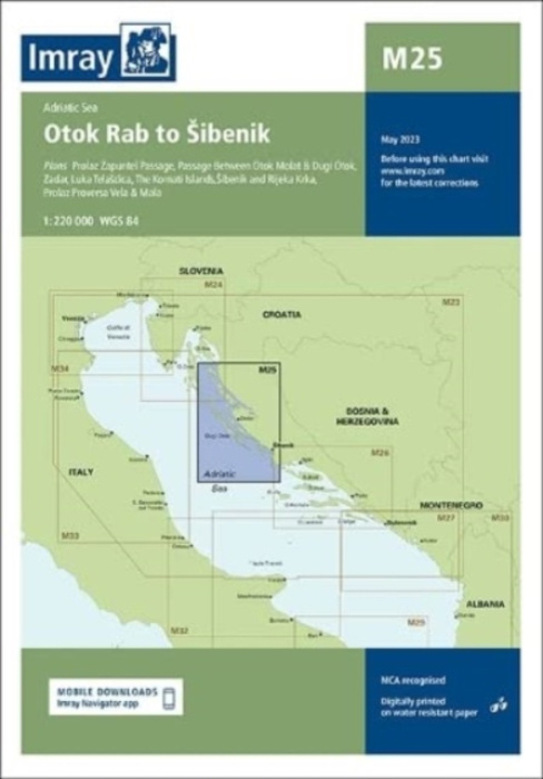 Imray Chart M25, M25 Otok Rab to Sibenik