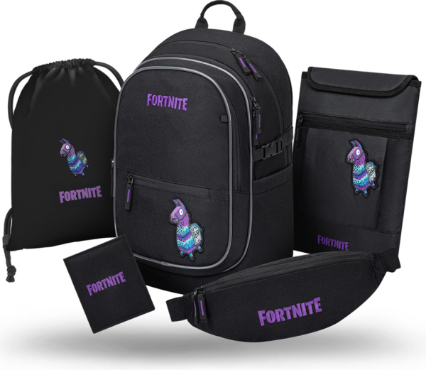 BAAGL SET 5 Core Fortnite Llama: batoh, sáček, ledvinka, obal na notebook, peněženka GRS