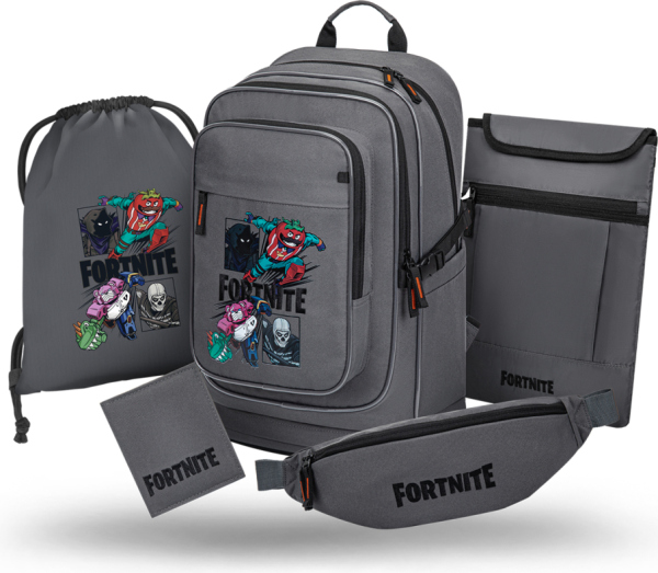BAAGL SET 5 Cubic Fortnite Squad: batoh, sáček, ledvinka, obal na notebook, peněženka GRS