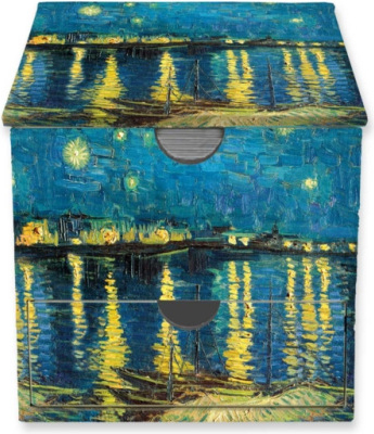 Vincent van Gogh: Starry Night over the Rhone Flame Tree Memo Box with Drawer