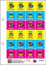 Čtverečkové 28mm nálepky - narozeniny