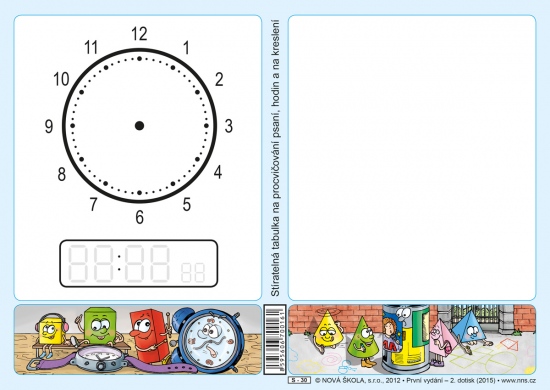 Stíratelná tabulka na procvičování psaní, hodin a na kreslení (Nová řada) (S-30)