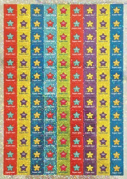 12mm třpytivé čtvercové mini samolepky Hvězdy Super star (468 kusů)