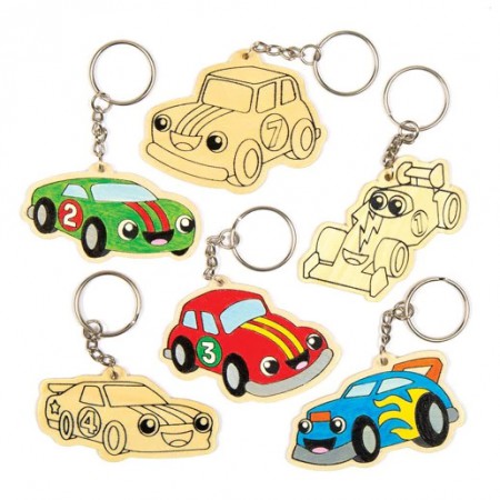 Dřevěné přívěsky na klíče k dokončení auta (6 kusů) - AV131