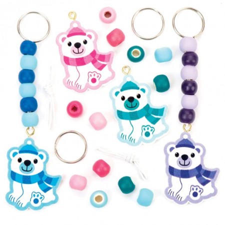 Sada k výrobě přívěšků na klíče a tašky polární medvěd (4 kusy) - AV646
