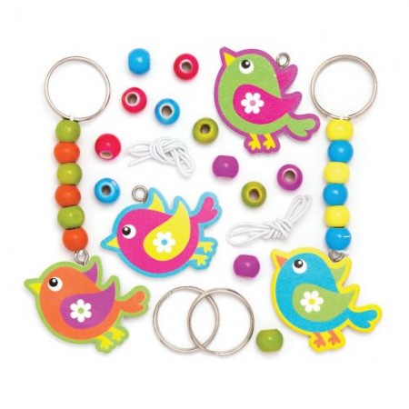 Dřevěný přívěšek na klíče - ptáčci (4ks)