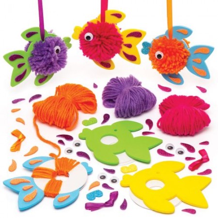 Sada k výrobě dekorace rybička - bambulka (3ks) (AW383)