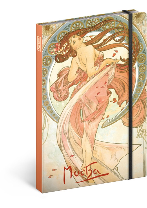 Notes Alfons Mucha – Tanec, linkovaný, 13 × 21 cm