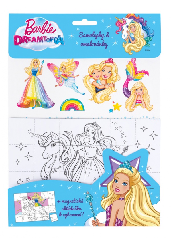 BARBIE DREAMTOPIA – Magnetky, omalovánky, samolepky