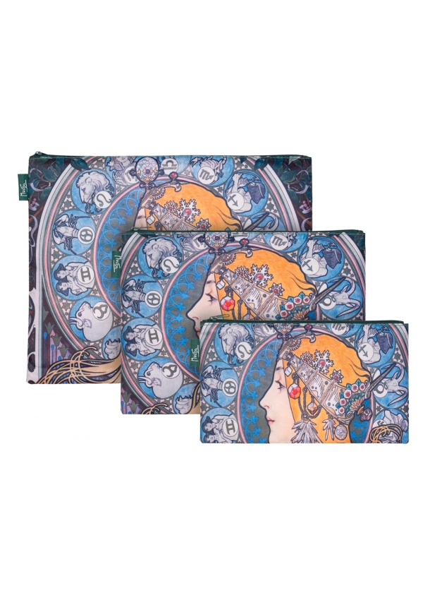 Set 3 taštiček Mucha Zodiac