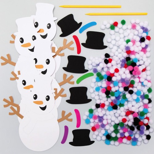 Sněhuláci z bambulek (5ks) AX523