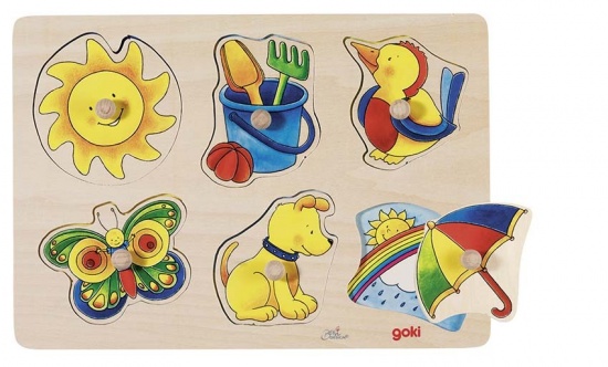 Odkrývací dřevěné puzzle slunce a měsíc