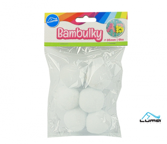 Bambulky bílé, 6ks 35mm LUMA