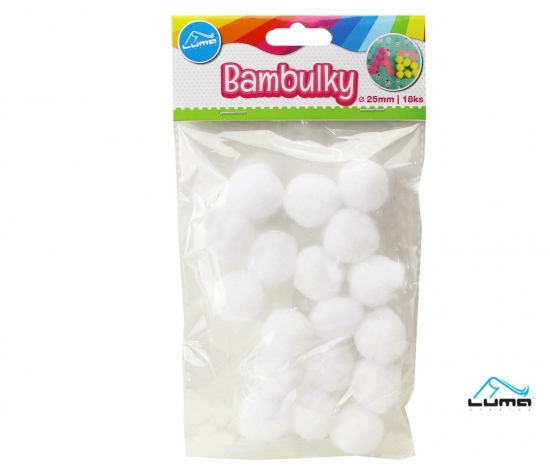Bambulky bílé, 18ks 25mm LUMA