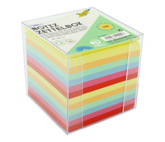 Bloček KOSTKA barevná 90 x 90mm, nelepená + plastová krabička