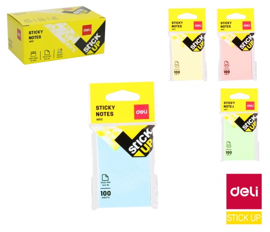 Bloček samolepící STICK UP pastel 51 x 76mm mix 100l DELI EA01202