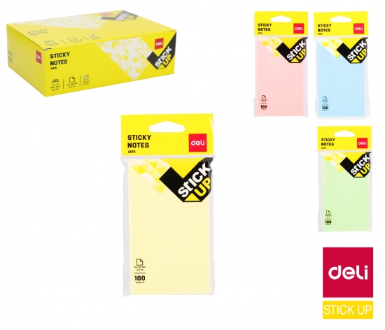 Bloček samolepící STICK UP pastel 76 x 126mm mix 100l DELI EA01502