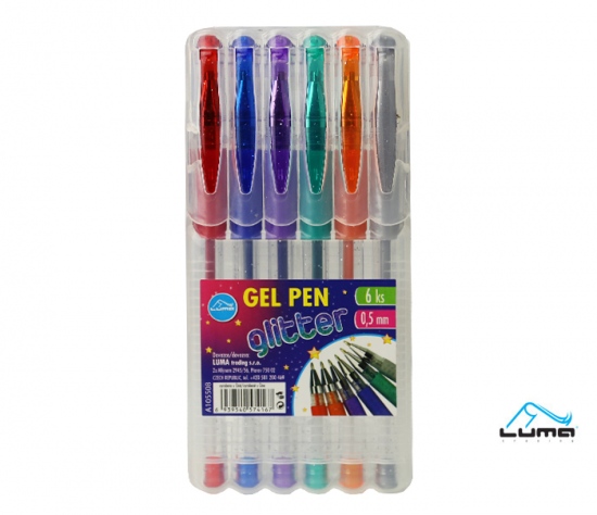 Gelové pero 6 barev GLITTER, LUMA