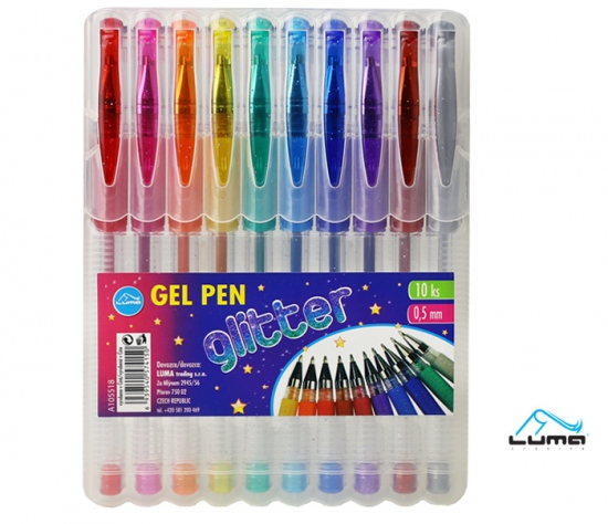Gelové pero 10 barev GLITTER, LUMA