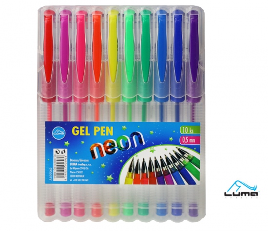 Gelové pero 10 barev NEON, LUMA