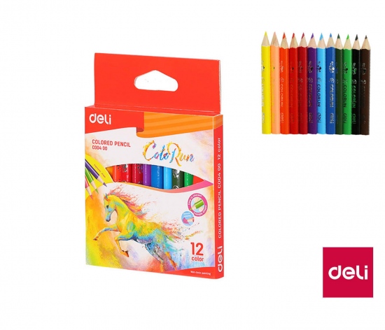 Pastelky DELI trojhranné ColoRun 12 barev mini EC00400