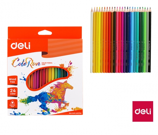 Pastelky DELI trojhranné ColoRun bezdřevé 24 barev EC00120