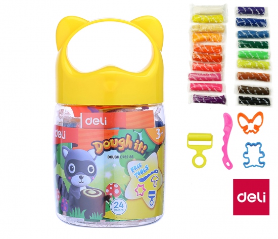 Plastelína měkká s vůní 280g 24 barev DELI ED75286