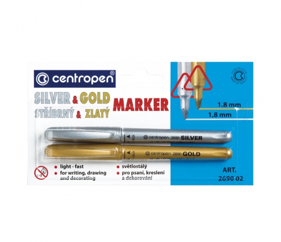 Levně Popisovač CENTROPEN 2690/2 SILVER + GOLD
