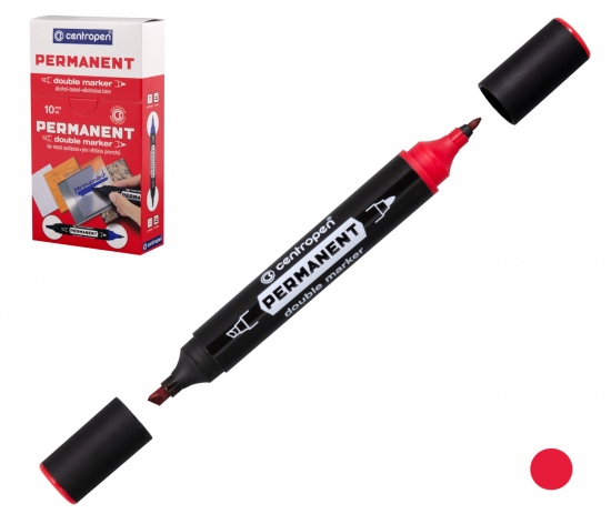 Popisovač Centropen Double 1666 červený Permanentní